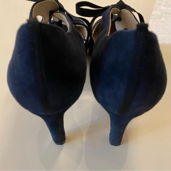 Boden Suede Leather Bow Tie Strap Stiletto Heels - Picture 3 of 4